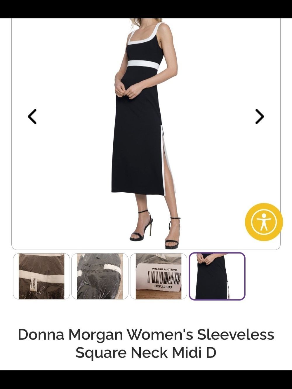 Donna Morgan Black and White Square-Neck Sleeveless Midi Dress